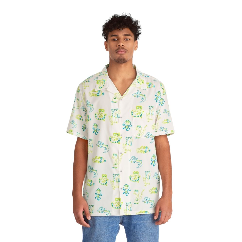 Lizard print Hawaiian shirt for summer vacation - People Front