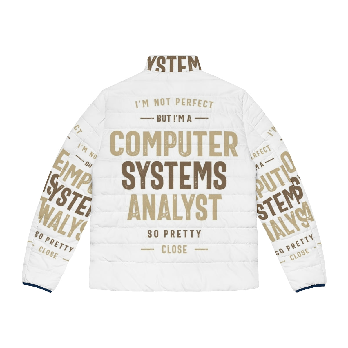 Computer Systems Analyst wearing a stylish puffer jacket for tech jobs - Back