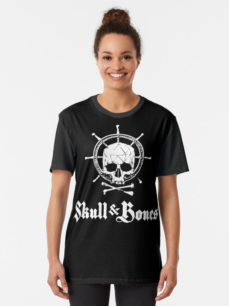 Skull & Bones custom logo graphic t-shirt with a skull and bones design - Women