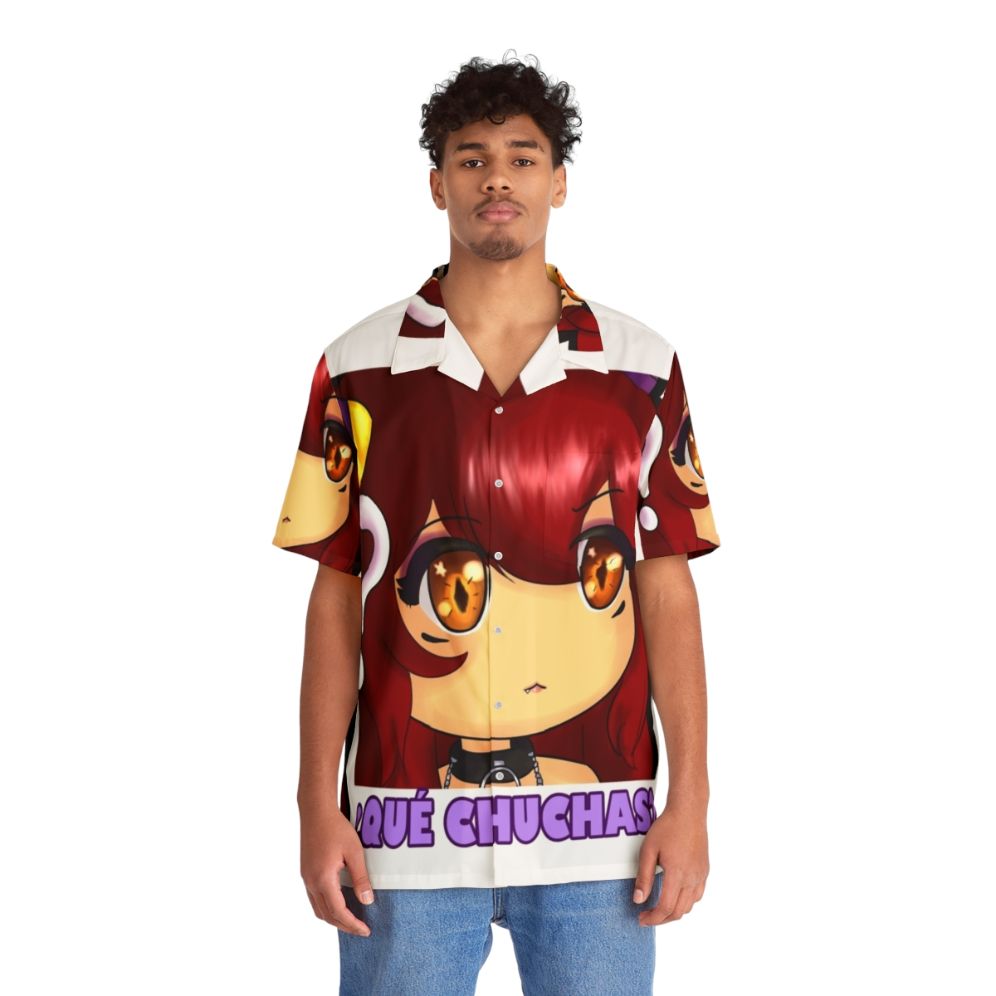 Yuro's "What The Hell" Hawaiian Shirt - Anime Style Redhead Girl Chibi - People Front