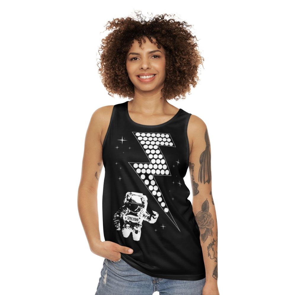 Spaceman Unisex Tank Top with Lightning Bolt Design - women