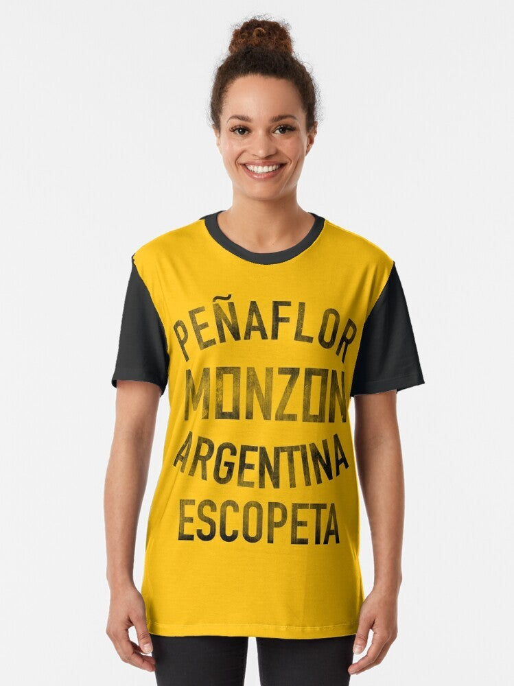 Vintage-style graphic t-shirt featuring the Argentine boxing legend Carlos Monzon in a minimalist design. - Women