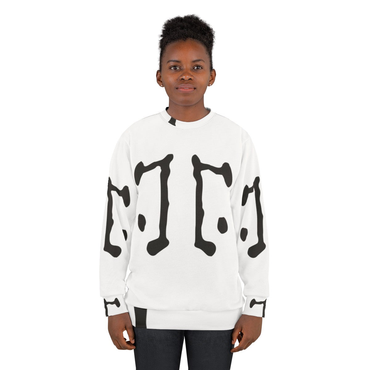 Rorschach logo sweatshirt featuring inkblot design from Watchmen superhero graphic novel - women