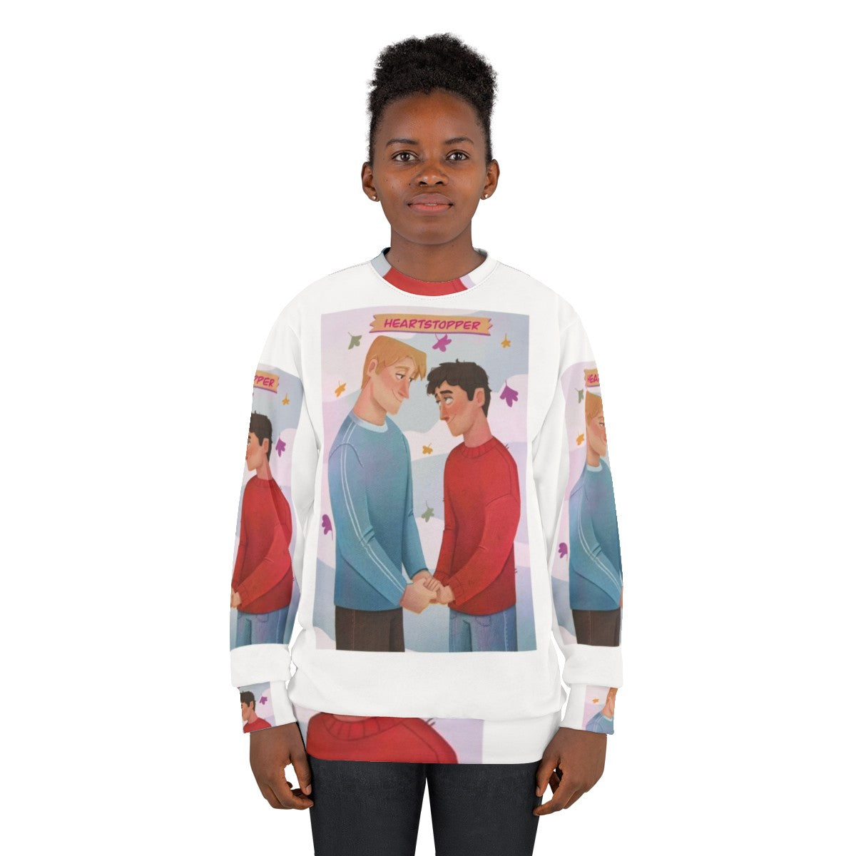 Heartstopper characters Nick Nelson and Charlie Spring illustration on a sweatshirt - women