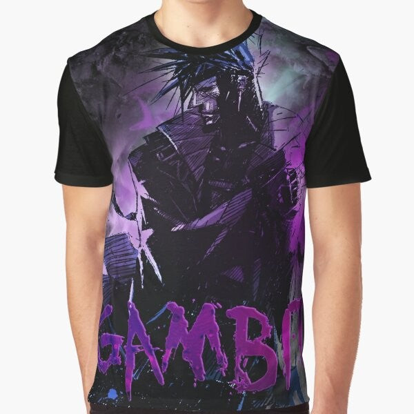 Gambit superhero t-shirt with purple design