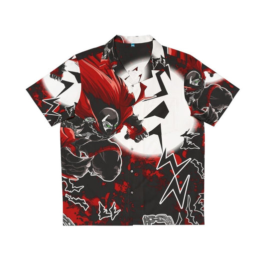 Spawn comic book character Hawaiian shirt with vibrant red and black patterns