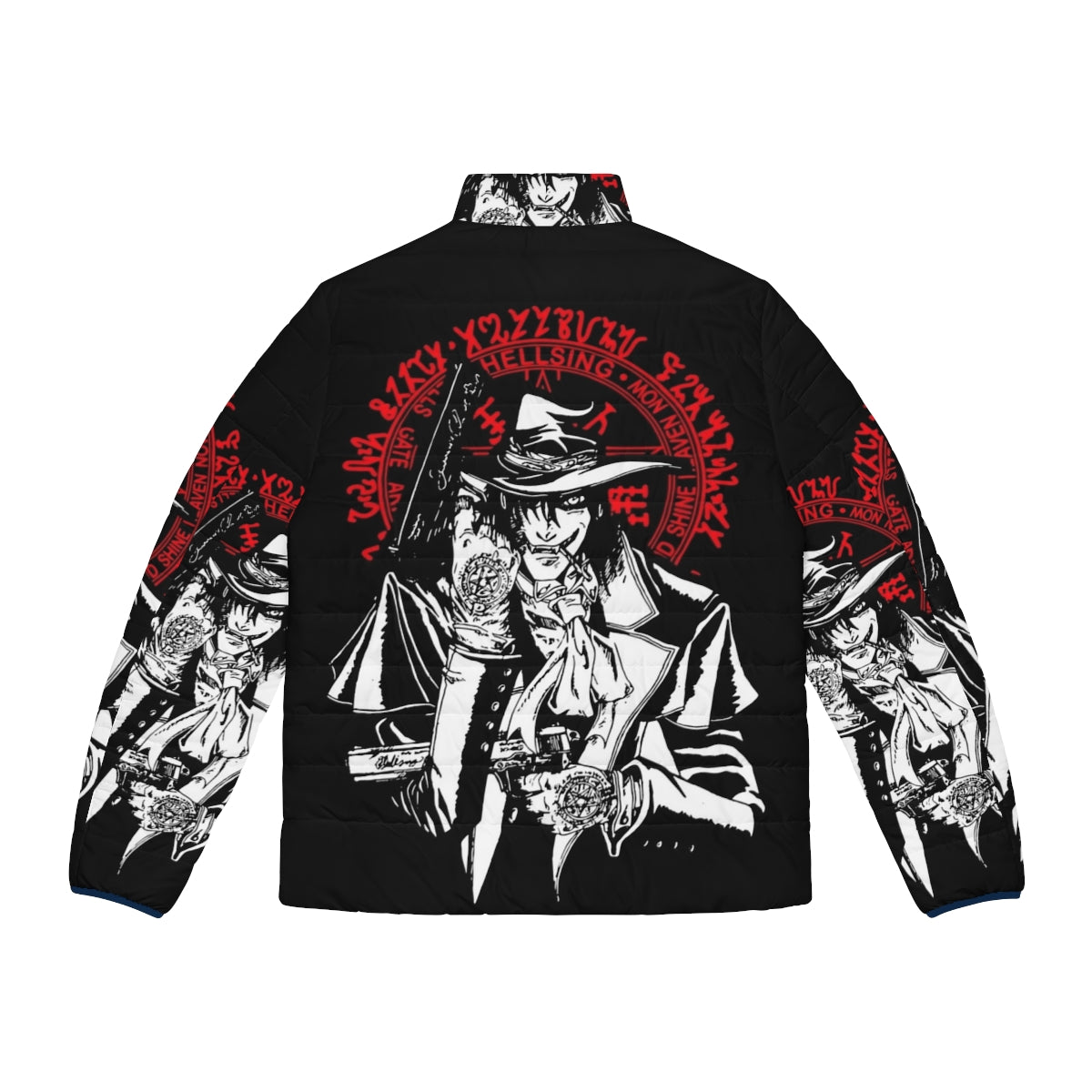 Hellsing Alucard anime character depicted on a puffer jacket - Back