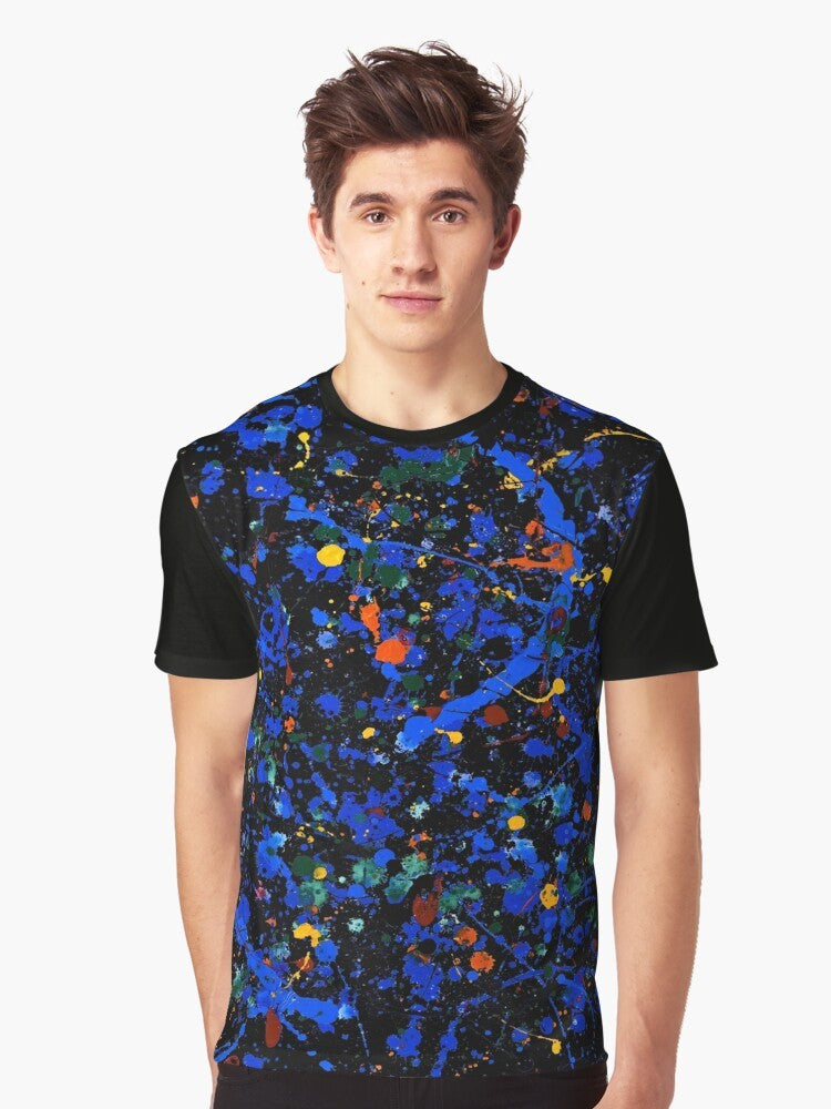 Abstract art graphic t-shirt featuring a Jackson Pollock-inspired design - Men