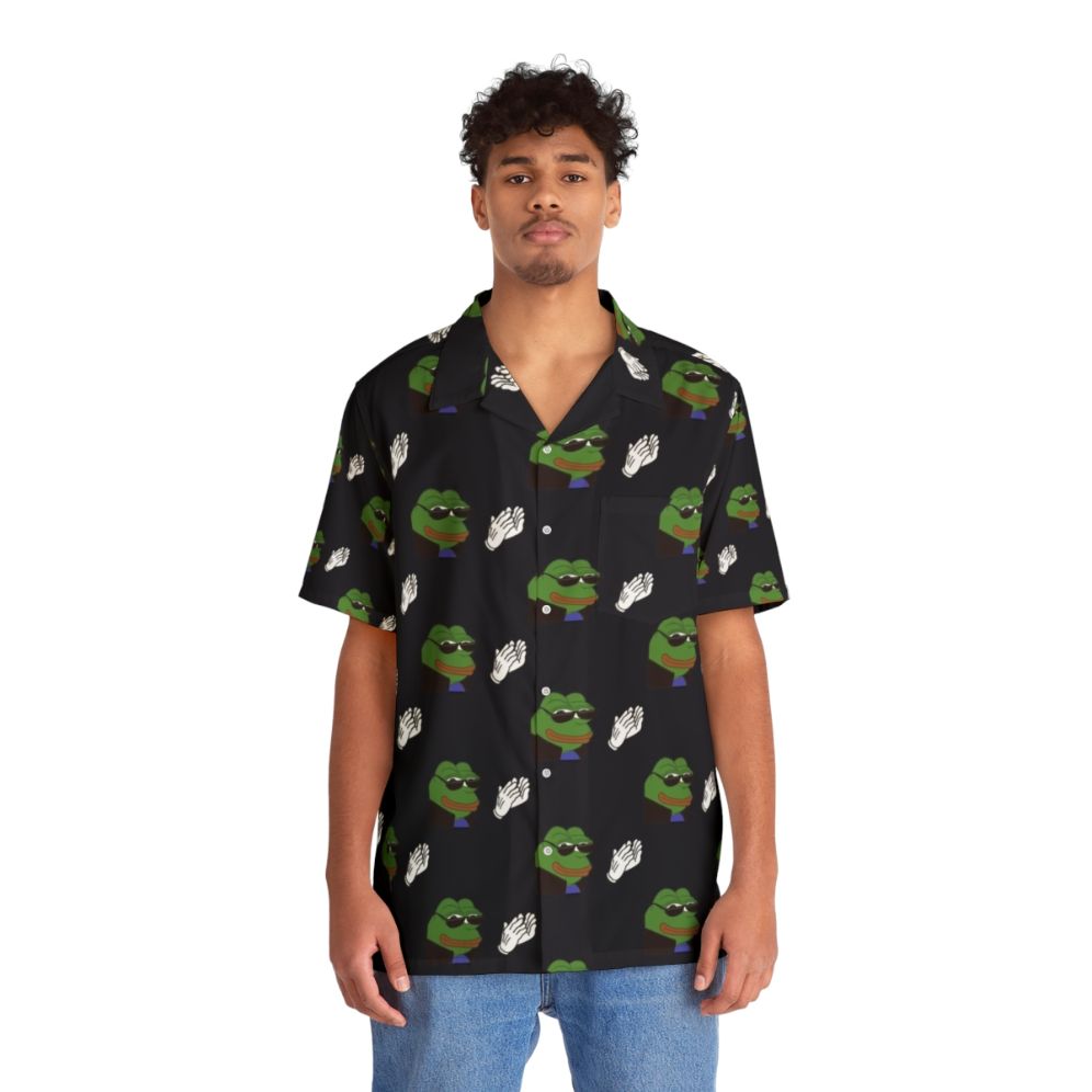 Ez Clap Hawaiian Shirt with Rare Pepe Design - People Front