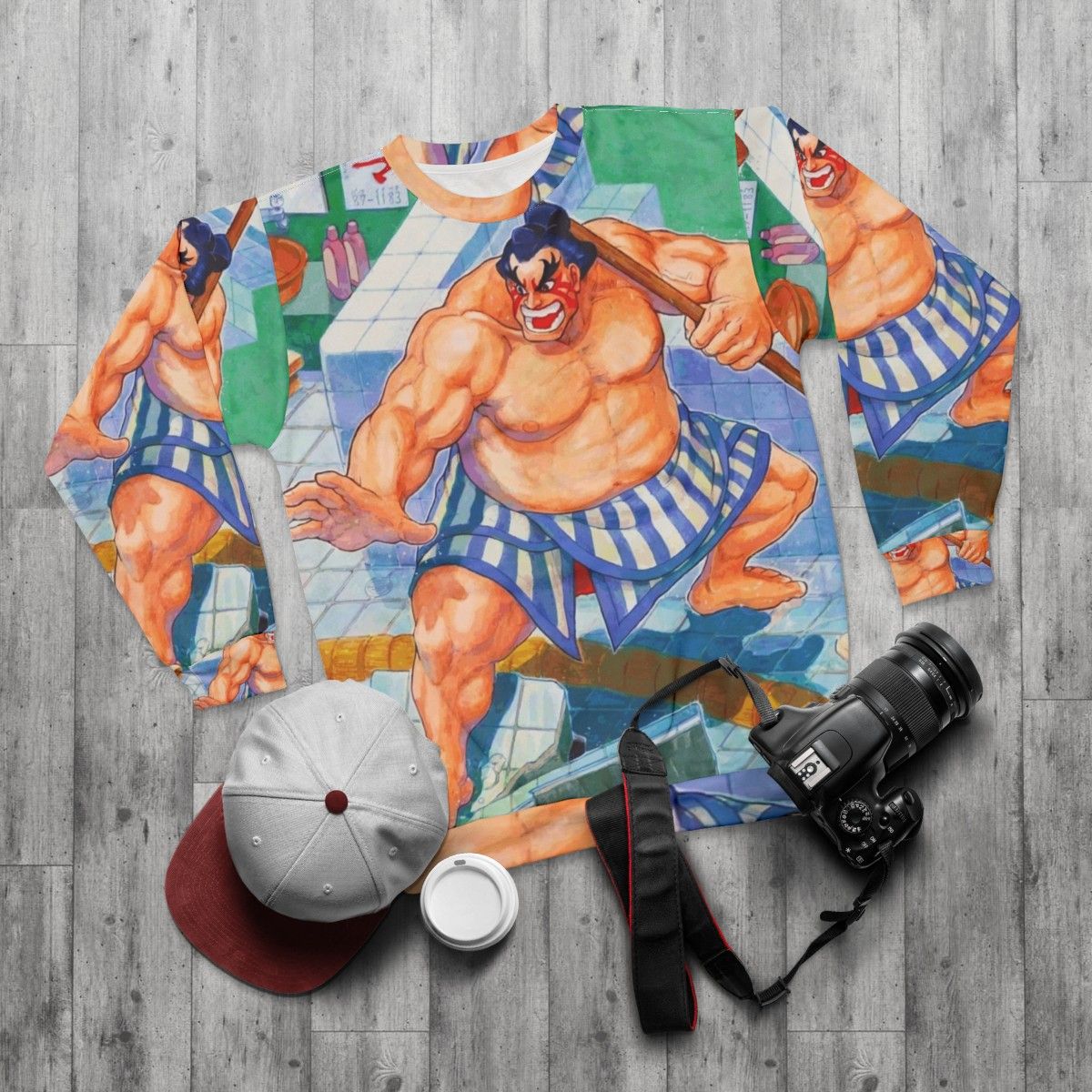 Retro E Honda Street Fighter Sweatshirt - flat lay