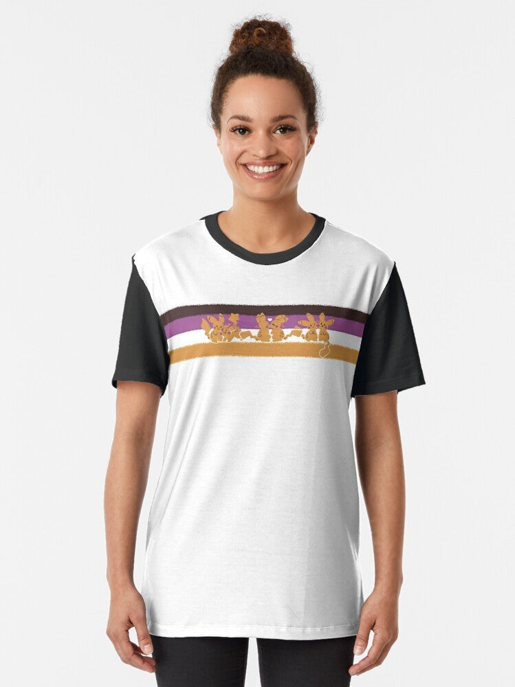 Nonbinary pride graphic t-shirt with "Electric Love" design - Women