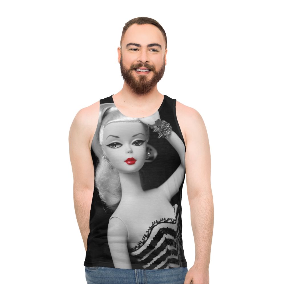 Vintage Silkstone Doll Unisex Black and White Tank Top - men