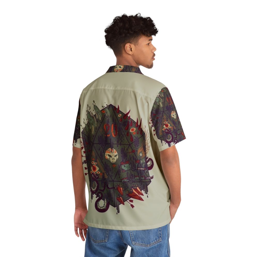 Dark Hawaiian shirt with occult symbols, skulls, and gothic elements - People Back