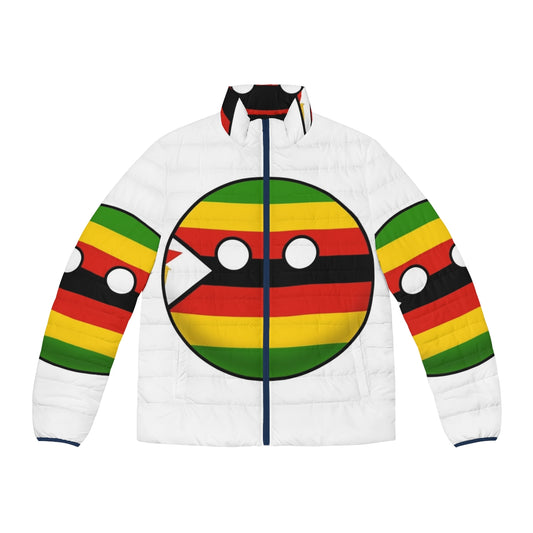 Zimbabwe Countryball Puffer Jacket featuring the national flag and cultural elements