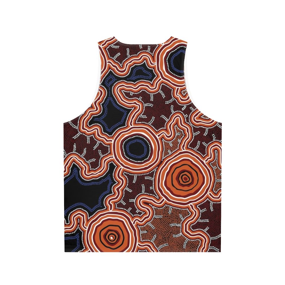 Authentic Aboriginal Art Unisex Tank Top with Pathway to Water Design - Back