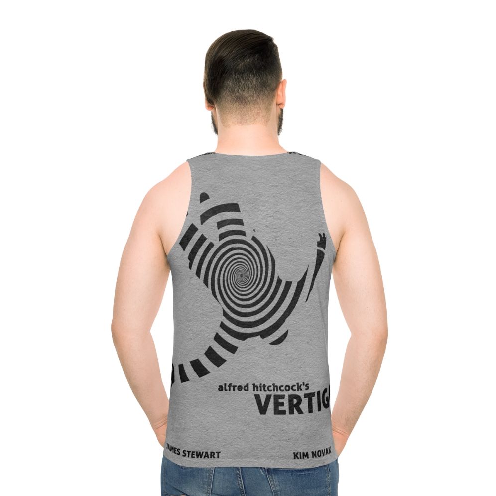 Vertigo Unisex Tank Top with Minimalist Movie Design - men back