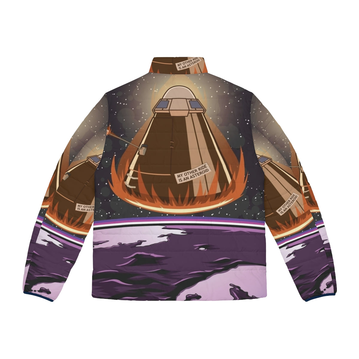 Kamping Wide Puffer Jacket - Kerbal Space Program inspired apparel with space, rocket, and exploration graphics - Back