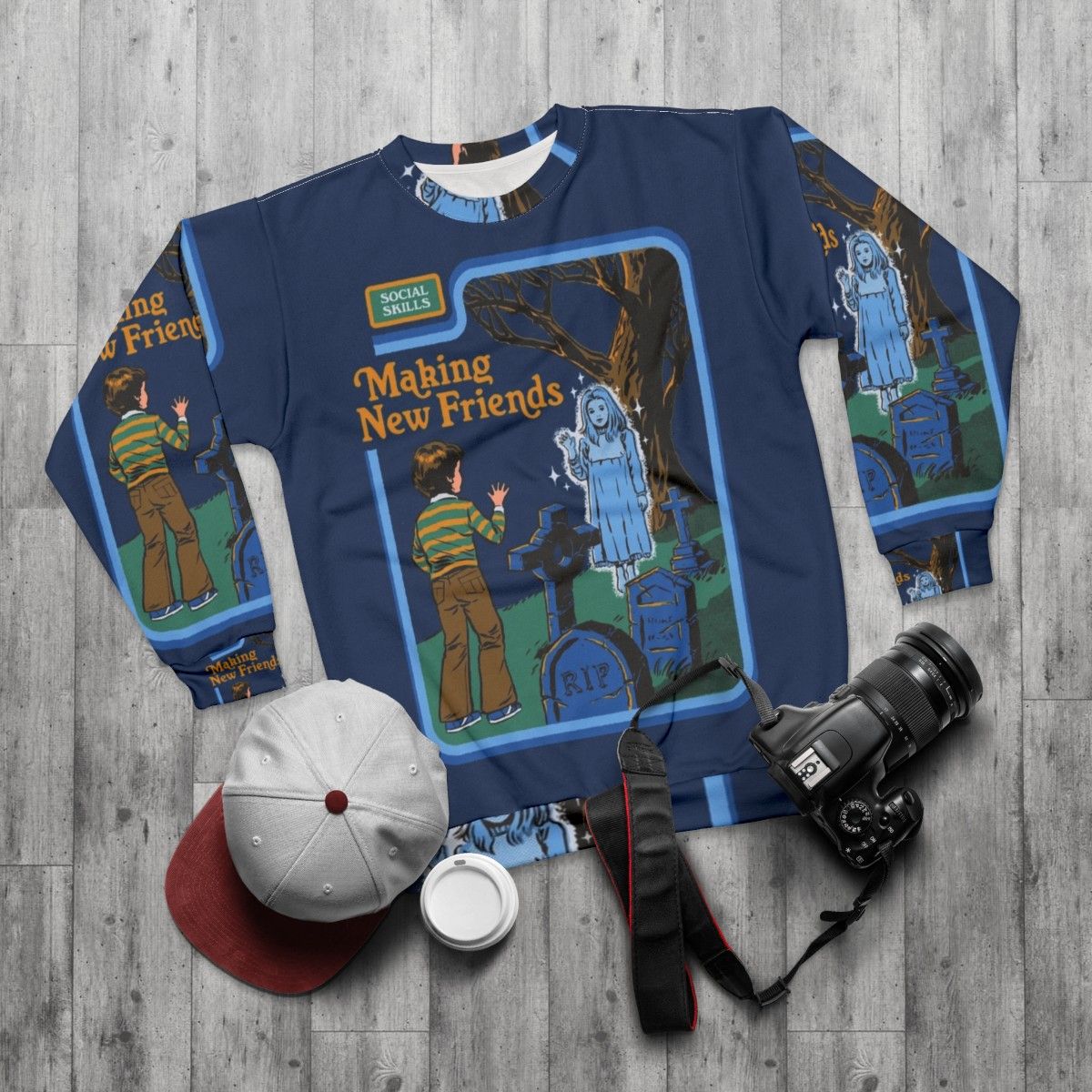 Making New Friends Spooky Sweatshirt - flat lay