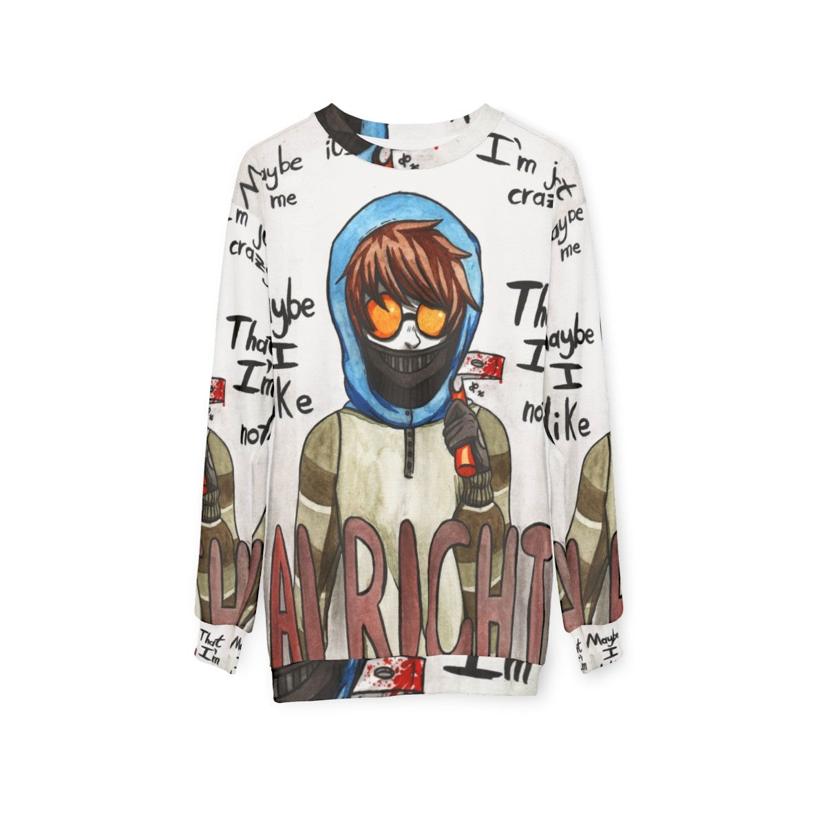 Ticci Toby Creepypasta Horror Fan Art Sweatshirt - hanging