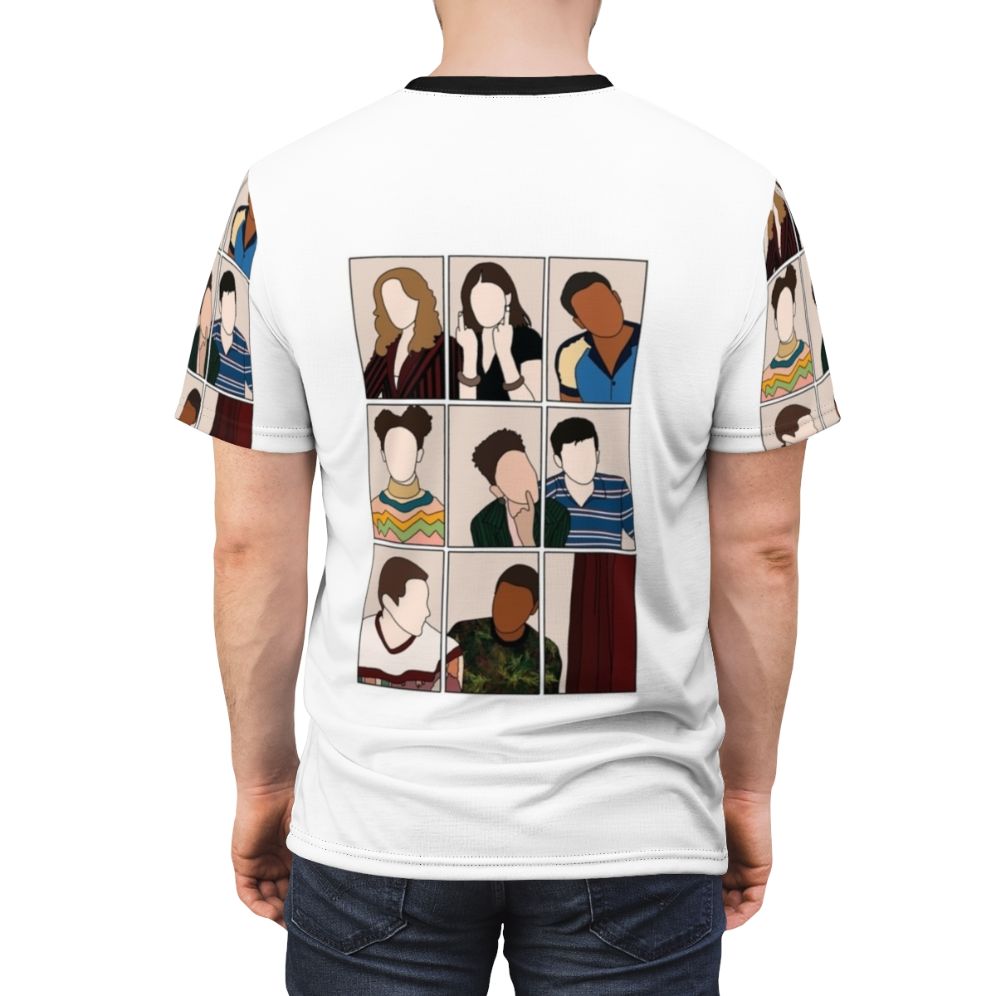 Stylish AOP T-shirt featuring the cast of the popular Netflix series Sex Education - men back