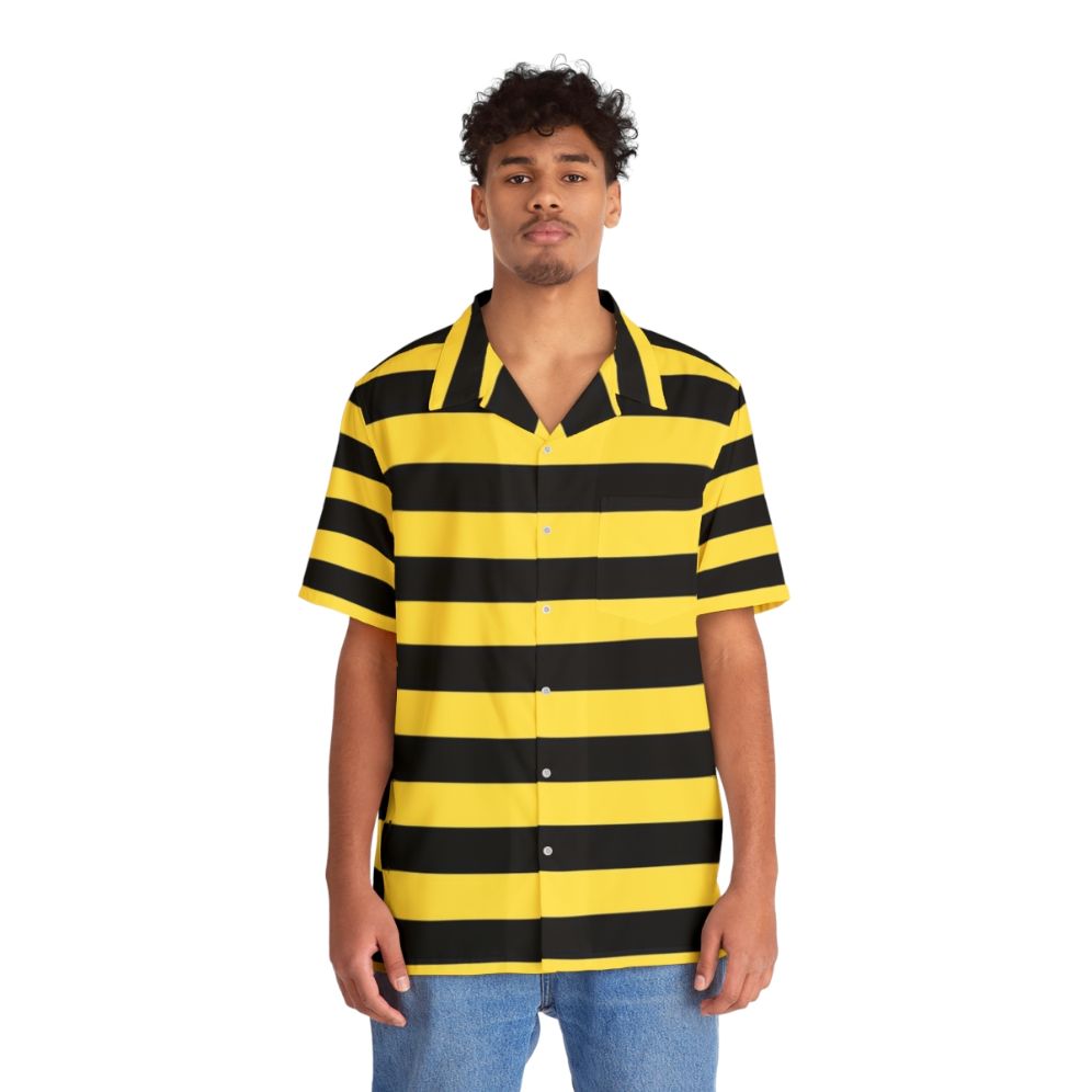 Bumblebee-Inspired Black and Yellow Hawaiian Shirt - People Front