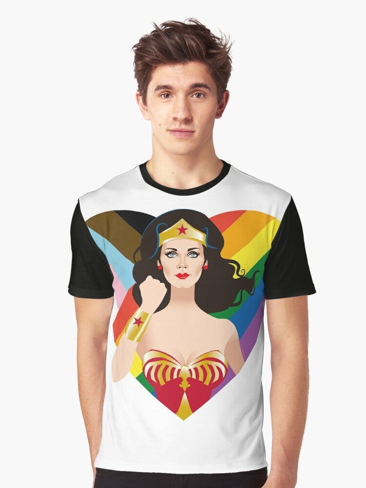 Pride LGBTQ Graphic T-Shirt featuring a colorful rainbow design and the words "Pride, Love, LGBTQ" - Men