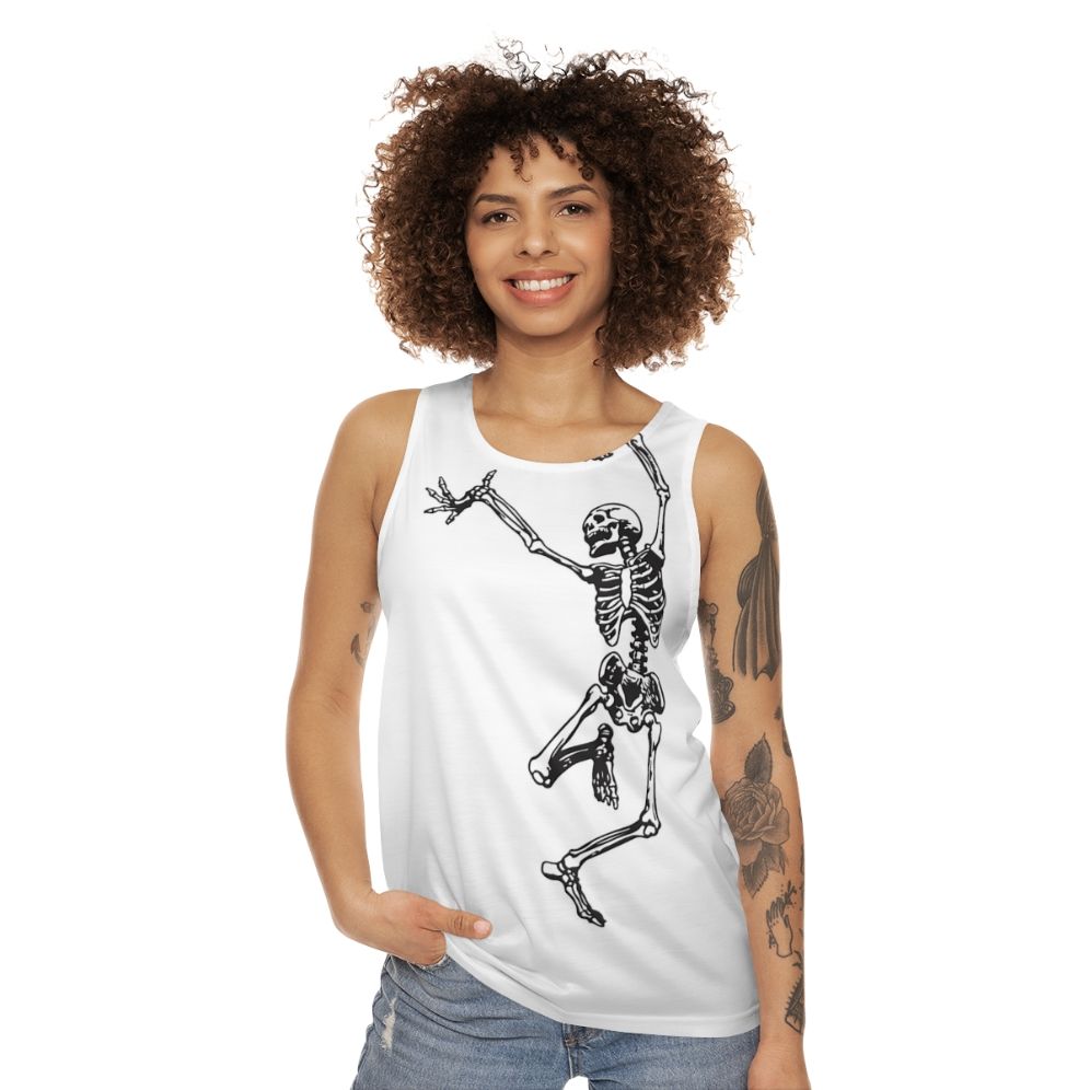 Unisex tank top featuring a skull design with mystic and occult elements - women