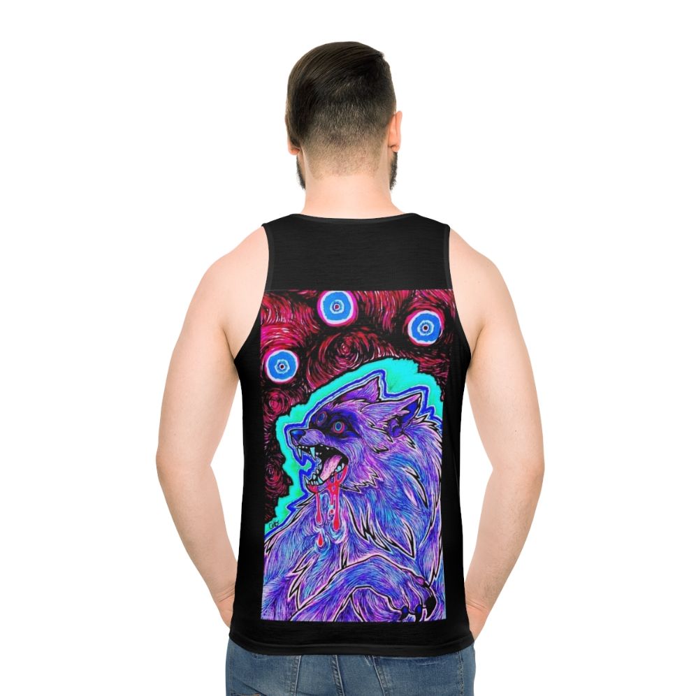 Psychedelic canine design unisex tank top - men back