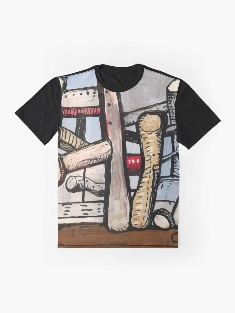 Graphic t-shirt featuring artwork by the renowned artist Philip Guston - Flat lay