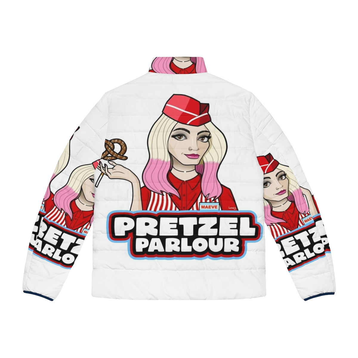 Pretzel Parlour Maeve Puffer Jacket, inspired by the Netflix series Sex Education - Back