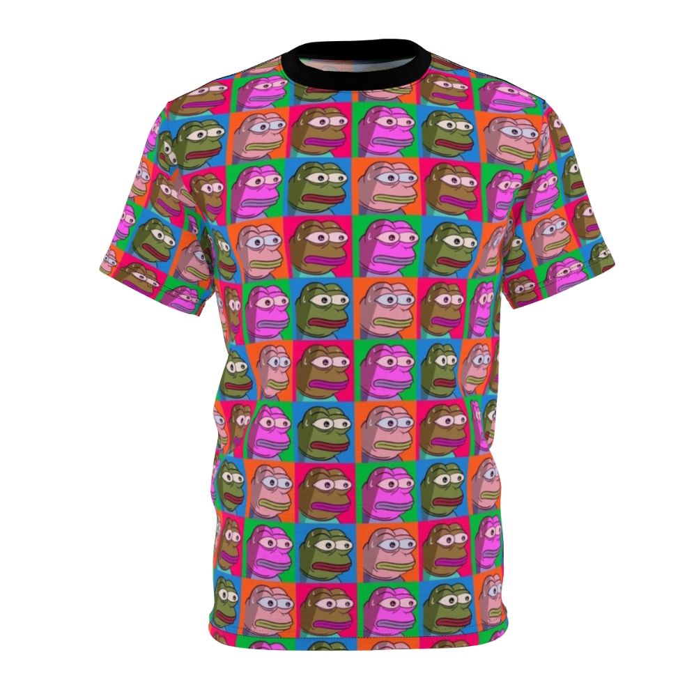 Vibrant pop art inspired design featuring popular Twitch emotes on a high-quality t-shirt.