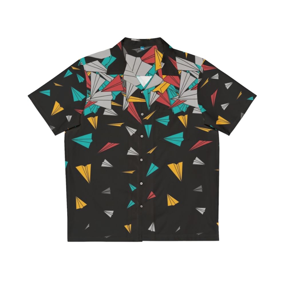 flying paper planes hawaiian shirt with graphic paper airplane print