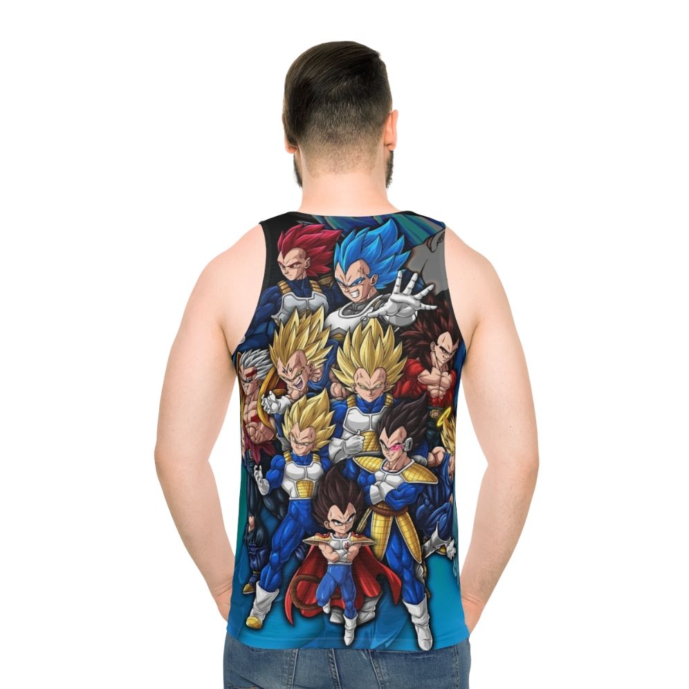 Prince Vegeta saiyan unisex tank top featuring digital fan art - men back