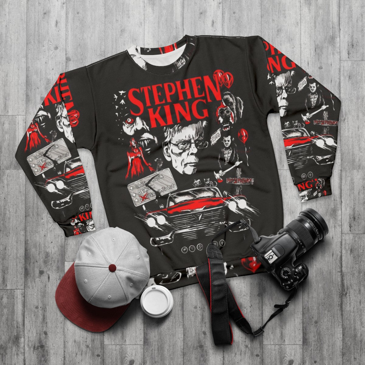 The King Sweatshirt 3 - Stephen King Inspired Clothing - flat lay