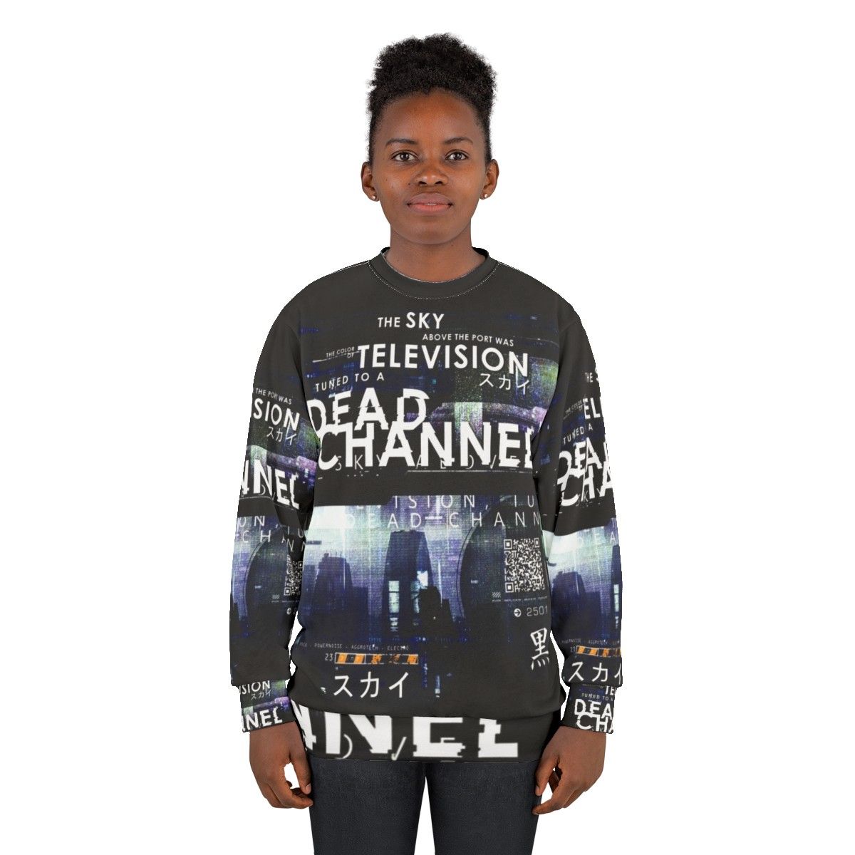 Dead Channel Cyberpunk Sweatshirt with Sci-Fi and Tech Inspired Design - women