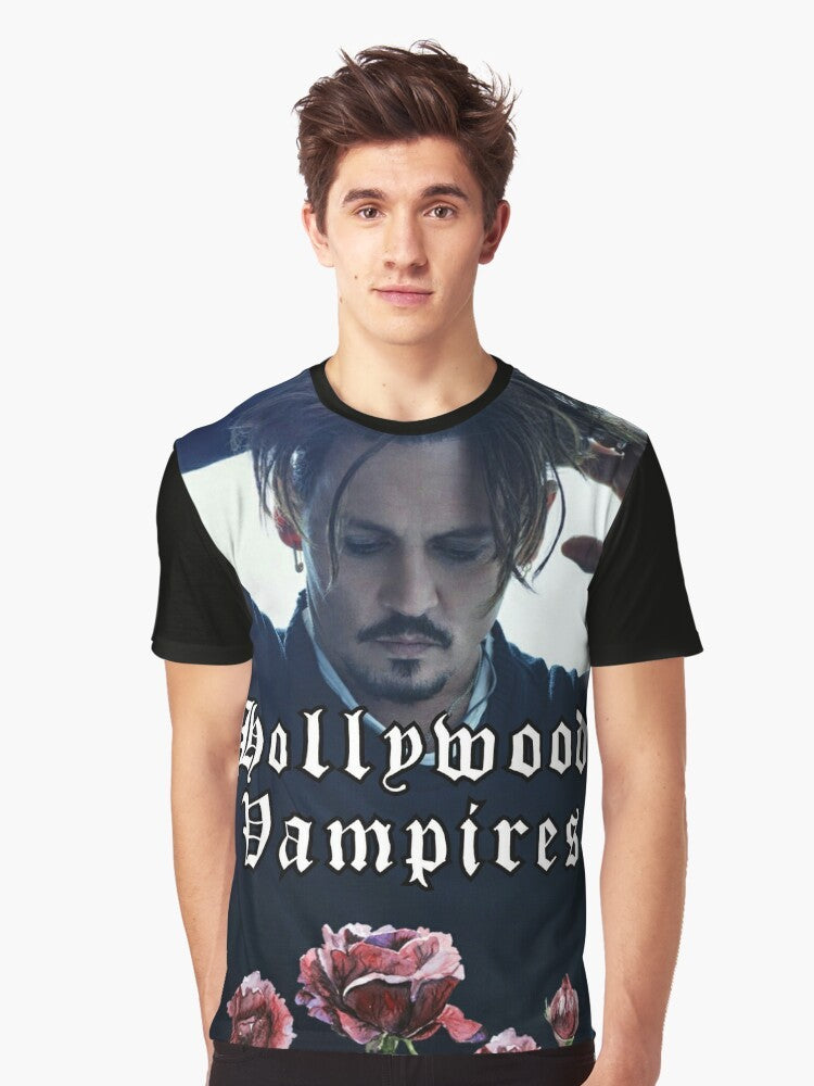 Hollywood Deep Vampires 2021 Tour Graphic T-Shirt featuring the band's logo and tour details - Men