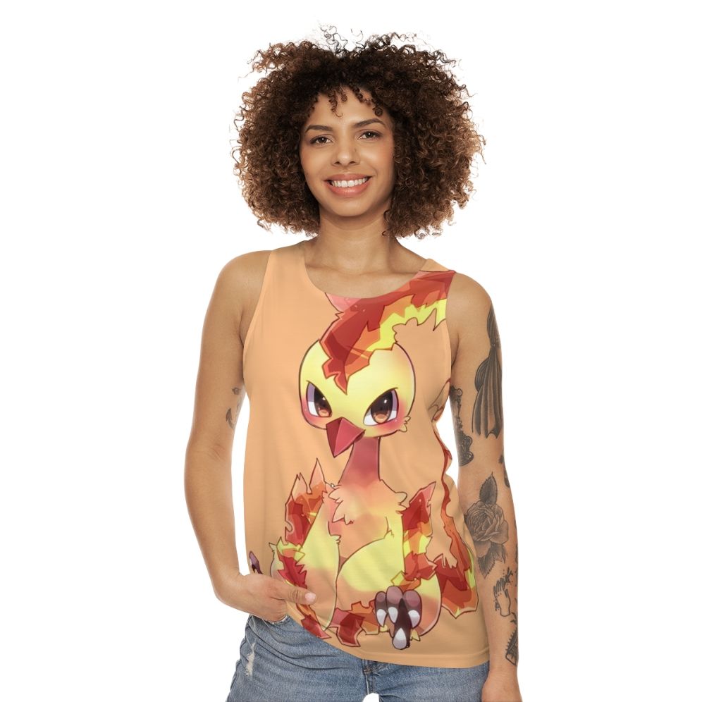 Unisex tank top featuring a cute phoenix, a legendary mythical creature - women