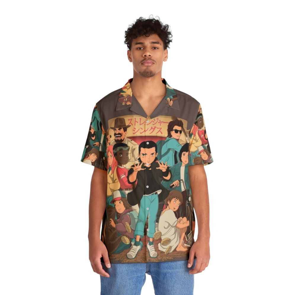 Stranger Anime 2 Hawaiian Shirt with Demogorgon, Eleven, and Dustin - People Front