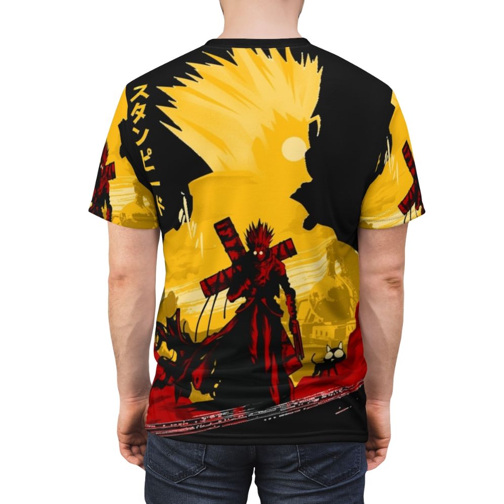 Humanoid Typhoon inspired graphic t-shirt featuring a stylized anime-style design - men back