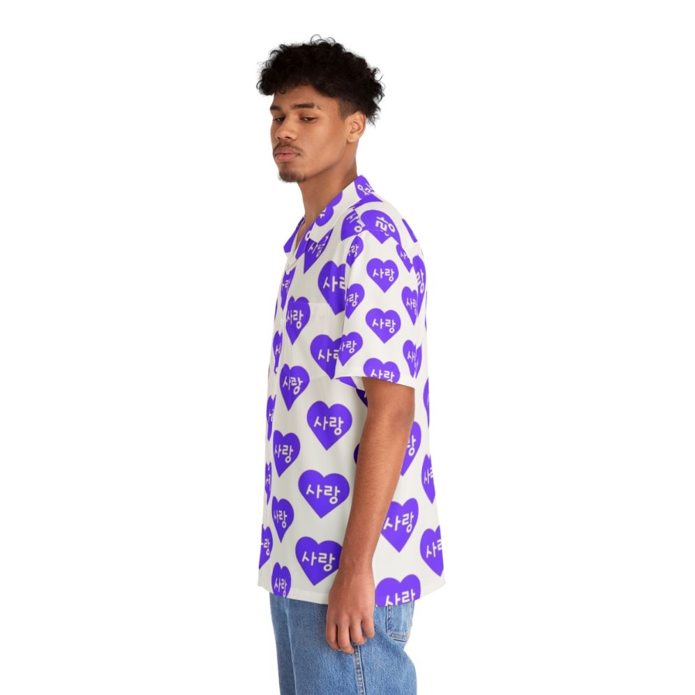 Korean-inspired purple heart Hawaiian shirt - People Left