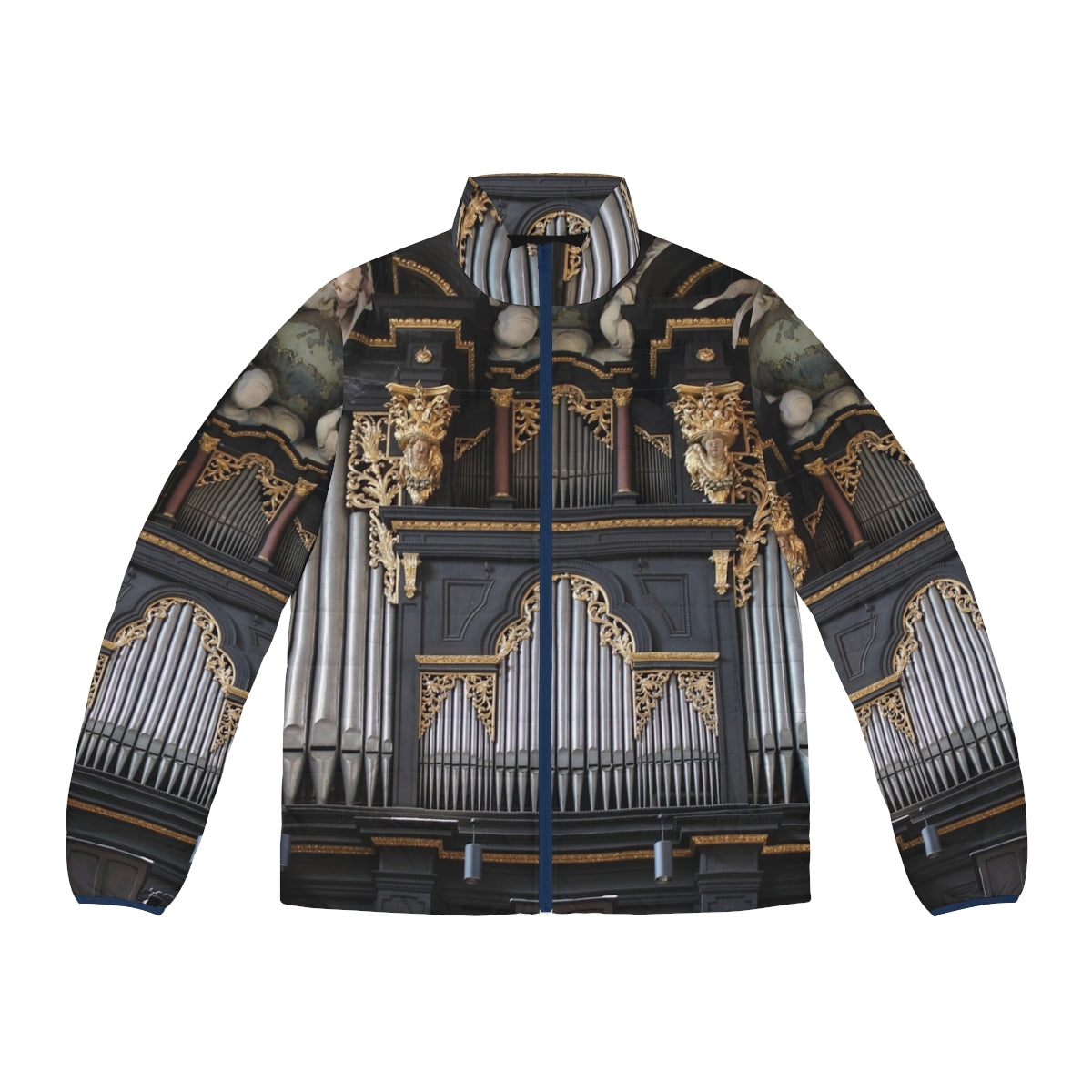 Puffer jacket featuring the iconic pipe organ of St. Emmeram Church in Regensburg, Germany