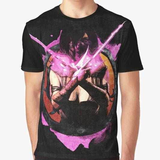 Mileena from Mortal Kombat character portrait graphic t-shirt