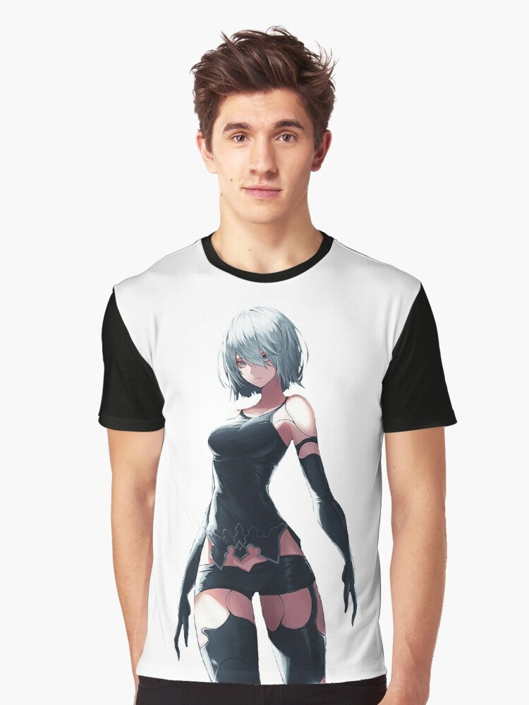 Nier Automata YoRHa Type A No.2 graphic t-shirt featuring androids from the video game - Men