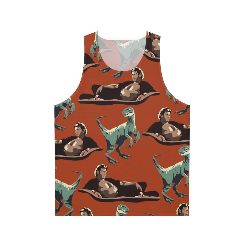 Jurassic Geniuses Unisex Tank Top featuring a dinosaur DNA pattern design