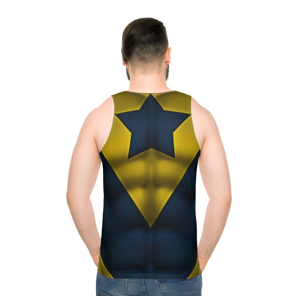 Booster Gold Superhero Art Unisex Tank Top - men back