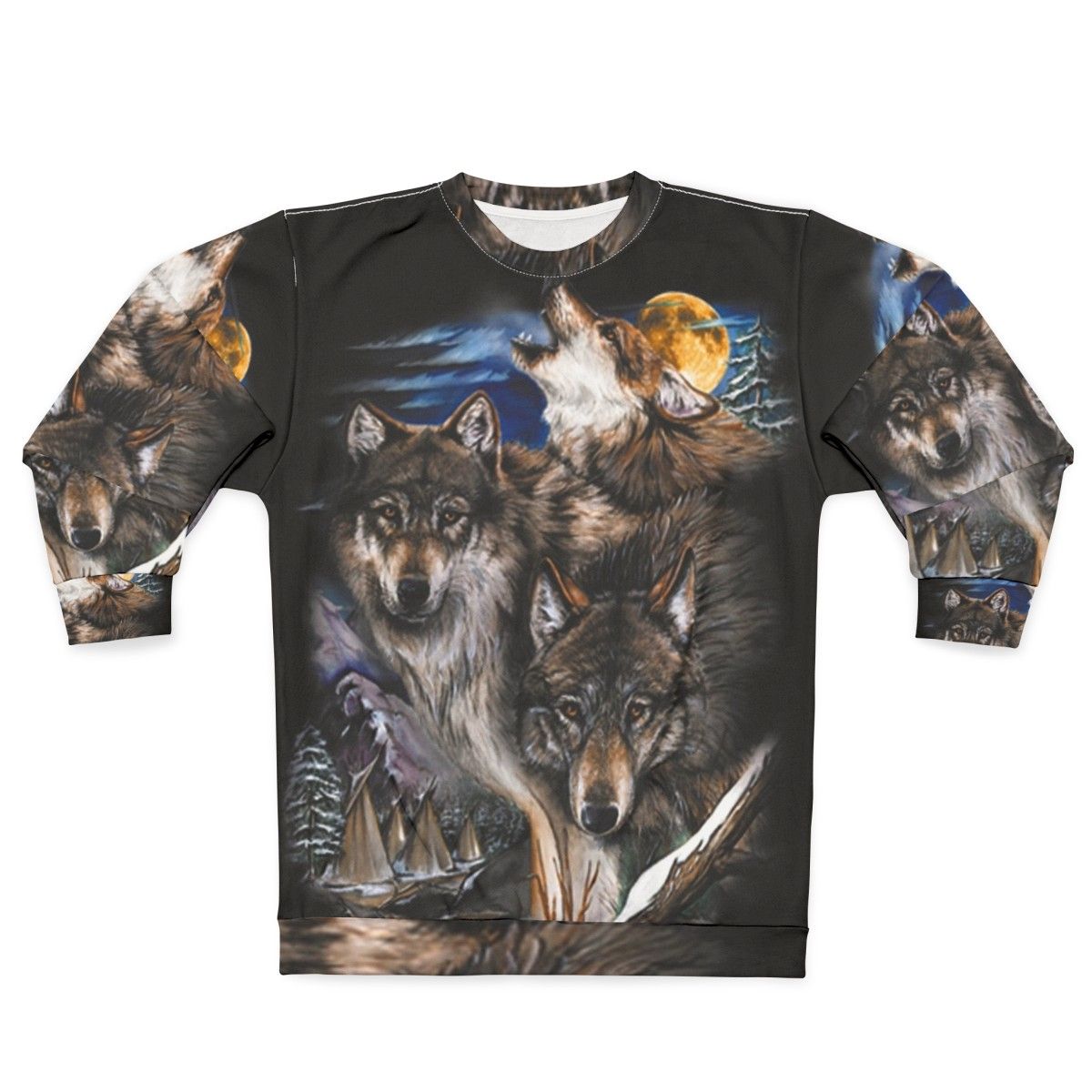 Howling Wolves In Full Moon Sweatshirt