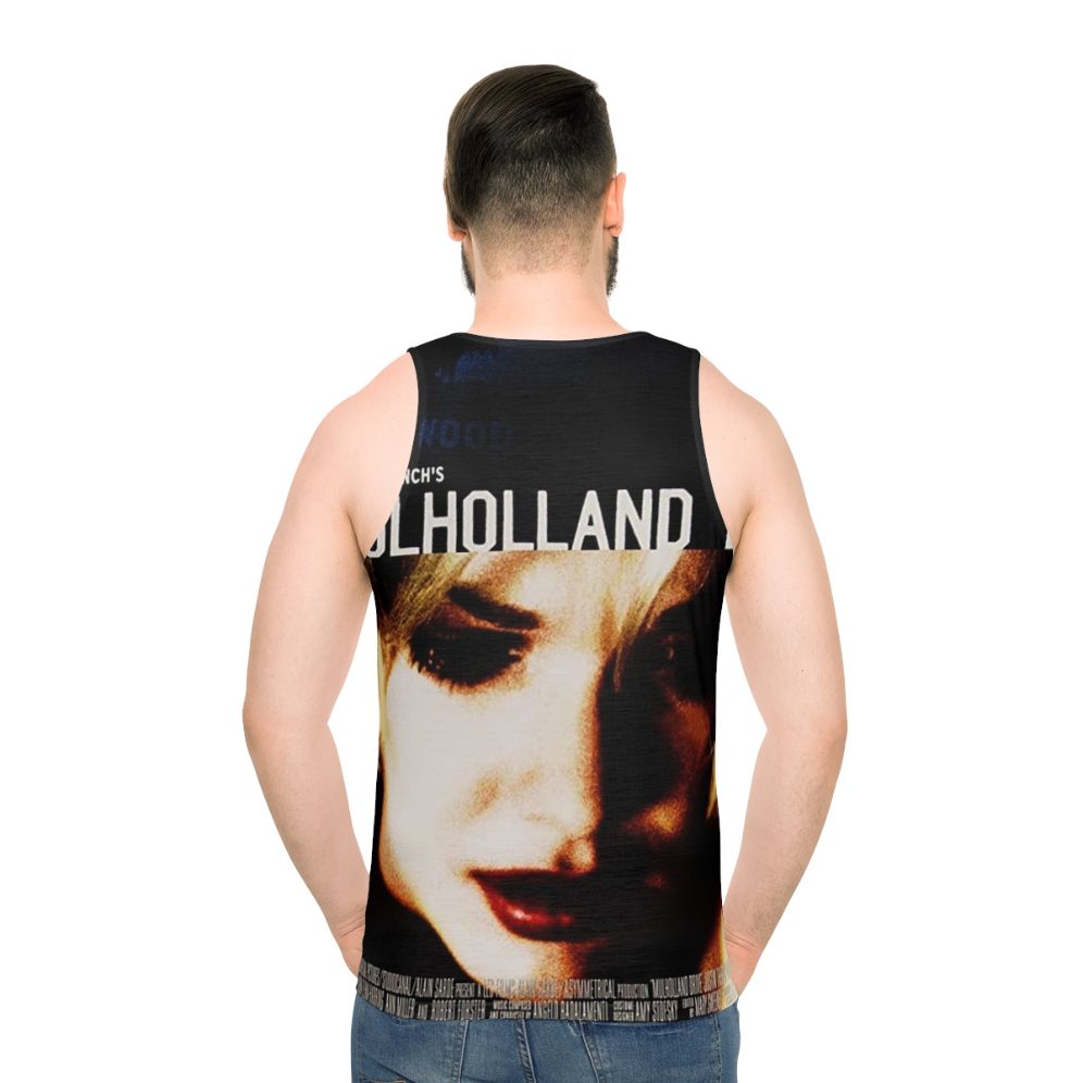 Hollywood Poster Unisex Tank Top with David Lynch Movies and Mulholland Dr Graphic - men back