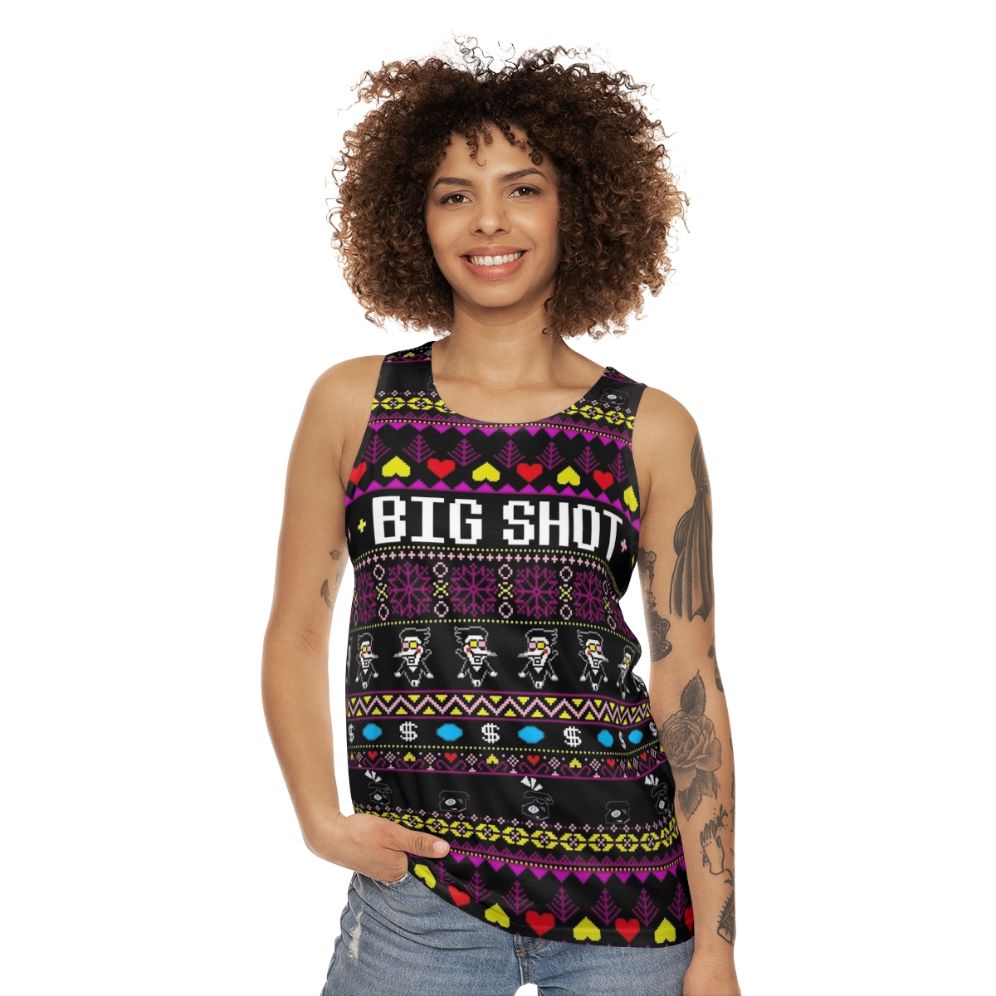 Spamton's Big Shot Kromer Christmas Unisex Tank Top - women