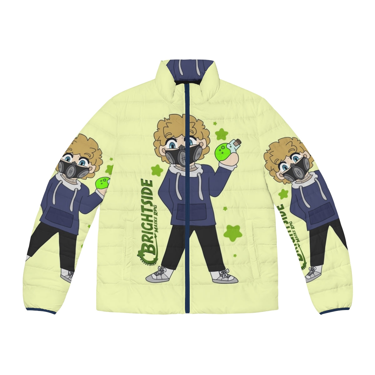 Puffer jacket with Brightside chibi character design