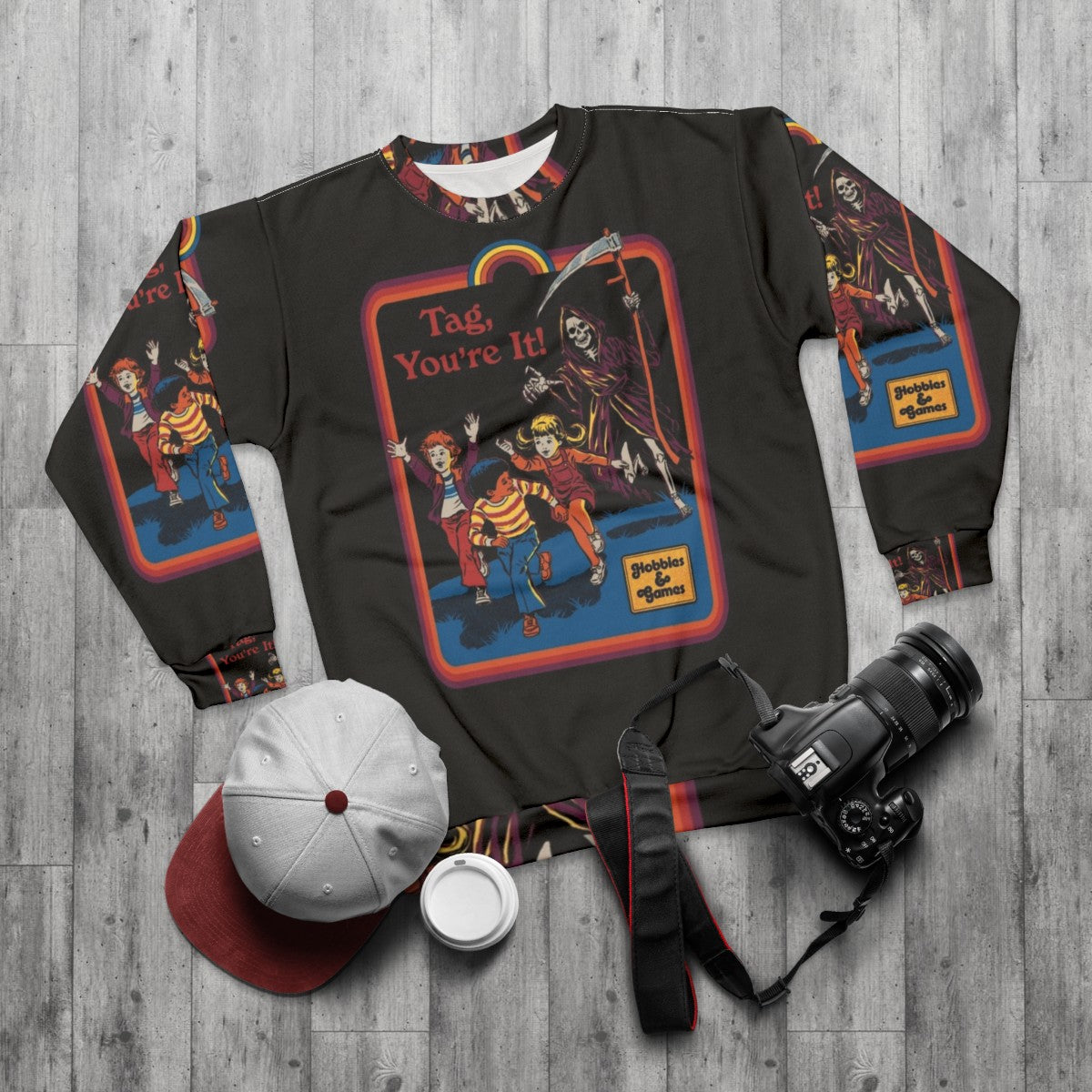 "Tag You're It" Retro Vintage Horror Sweatshirt - flat lay